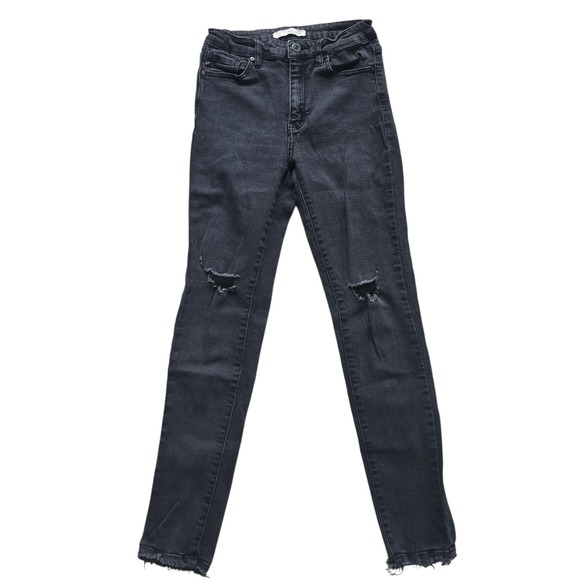 Kancan -1119 Womens‎ Black Wash Distressed High Rise Skinny Jeans Size 9 / 28 - Picture 1 of 7